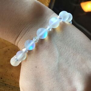 Aurora Borealis Sterling Silver Beaded Bracelet